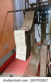 Working A Jacquard Loom In Varanasi, India