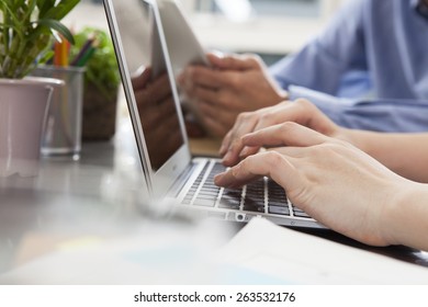 Working laptop during the business meeting - Shutterstock ID 263532176