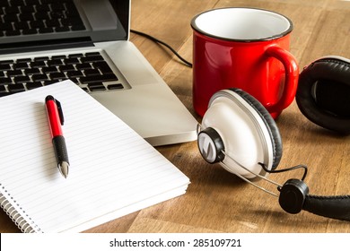Working with the laptop and taking notes