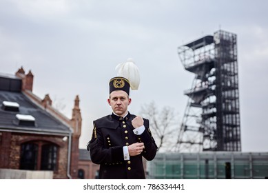 Working man foreman miner in gala parade uniform. Polish miner, Katowice, Silesia, Poland
