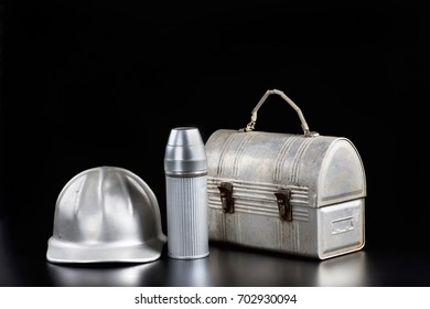 Working Mans Lunch With Lunch Box And Drink With Room For Your Type.
