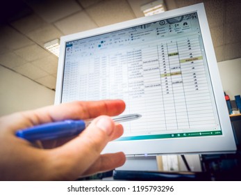 Working With Microsoft Excel At The Office In Bologna, Italy, 25 September 2018