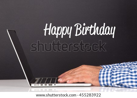 WORKING OFFICE COMMUNICATION PEOPLE USING COMPUTER HAPPY BIRTHDAY CONCEPT