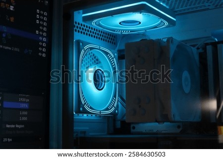 Working on a computer with blue backlight