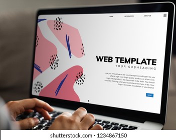 Working on a web template on the laptop