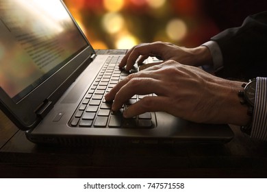 Working over the christmas period or shopping christmas presents on internet - Shutterstock ID 747571558