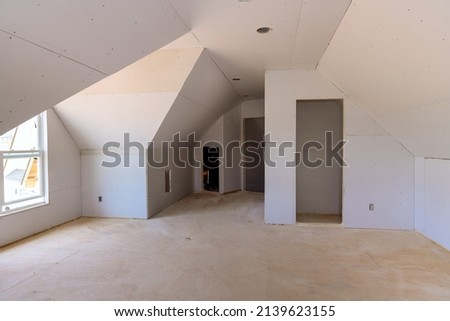 Working process of installing plasterboard drywall for making gypsum walls in room new home