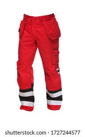 Pantalón de trabajo multibolsillos con refuerzos cargo Vesin gris-rojo
