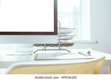 working table with computer