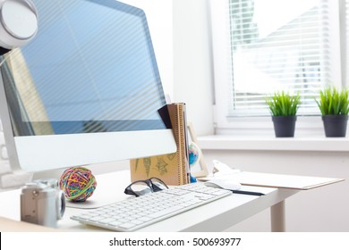 working table with computer