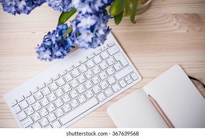 Working table with flowers