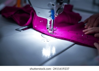Working in the tailor shop. Creative workshop for children. 