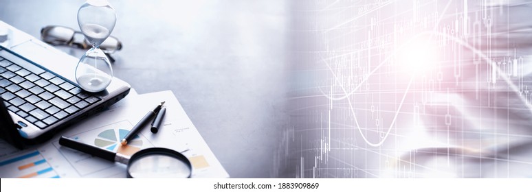Working time symbolizes an hourglass. Office desk with insurance manager and banker. Office employee at the table. The concept of lack of time. - Powered by Shutterstock