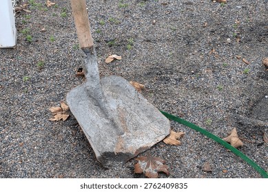 Working used shovel for digging and loading