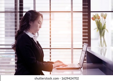 working woman looking at laptop computer,business girl thinking new project
 - Shutterstock ID 1629424702