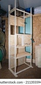 Work-in-progress Wooden Cat Climbing Frame For Our Cats In My Workshop.