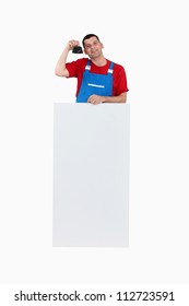 workman behind copyspace
