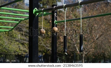 Workout Accesories for Pull Ups at the Park. Calisthenics Bars and Equipment