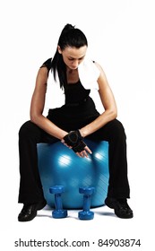 workout on the fit ball,studio shot