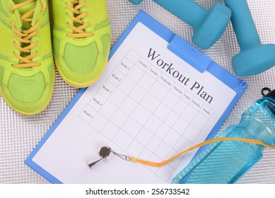 Workout Plan Sports Equipment Top View Stock Photo 256733542 | Shutterstock