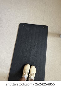 Workout time on a yoga mat 