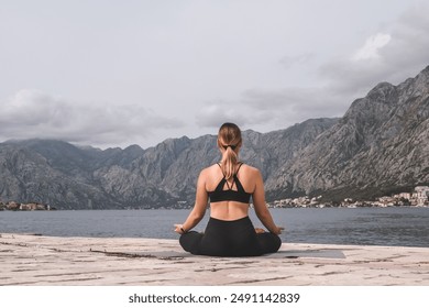 Workout.Fit,Gym sports workout outdoor nature.Fit,gym motivation,wellness.Woman exercising outdoors sea.Health,nature,fitness,eco fit.mental health.exercise, physical health,gym nature,fitness nature - Powered by Shutterstock