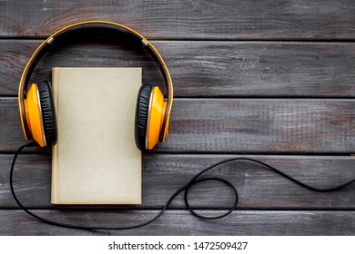 Workplace With Books And Headphones On White Background Flatlay Mockup