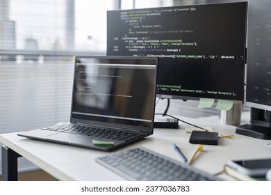 Workplace of developer in office