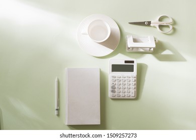 Workplace with office items and business elements on a desk. Concept for branding. Top view. - Image - Shutterstock ID 1509257273