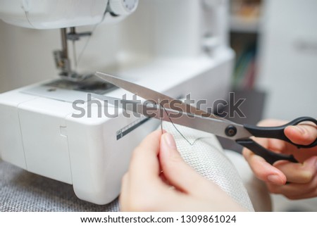 Similar – Image, Stock Photo Dressmaker cutting a cloth