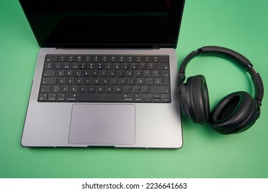 Workplace top view desktop with gadgets,laptop