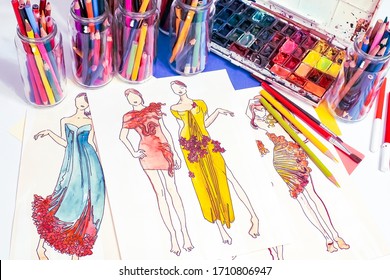 Pencil Sketches Dress Designs High Res Stock Images Shutterstock