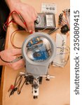a workshop with electronic coding equipment.