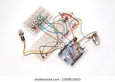 a workshop with electronic coding equipment.
