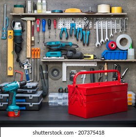 Workshop scene.  Tools on the table and board. - Powered by Shutterstock