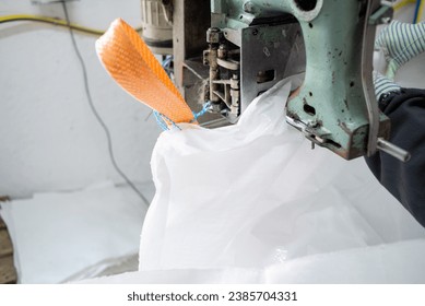 workshop of sewing machine. textile production