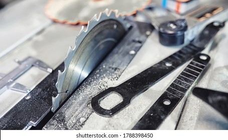 workshop with tools and electric saws in the process of manufacturing parts
 - Powered by Shutterstock