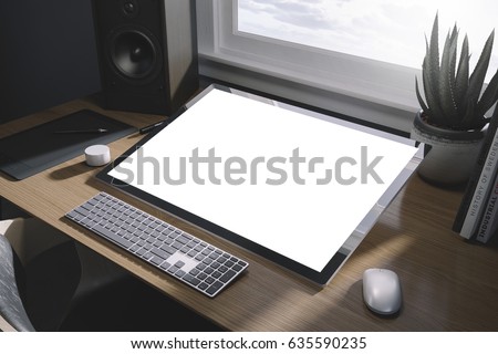 Workspace mockup with computer
