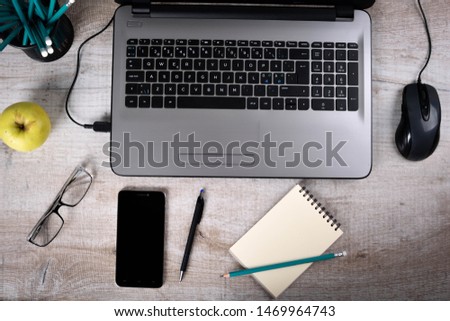 Similar – Image, Stock Photo Desktop office mix on a wooden table