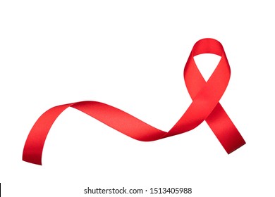 World aids day and national HIV/AIDS and aging awareness month with red ribbon on white background (bow isolated with clipping path)
