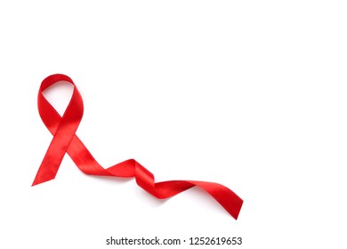 World AIDS Day. Red Ribbon On White Background