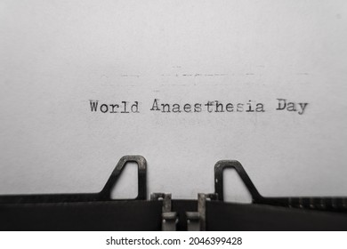 world anaesthesia day typed words on a typewriter