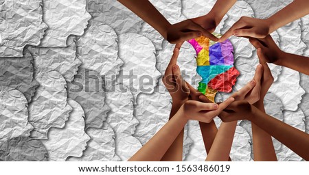 World Autism awareness day as a mental health concept and Autistic social developmental education disorder symbol as a child special learning icon with the support of caregivers shaped as a heart.
