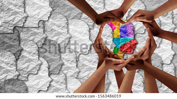 World Autism awareness day as a mental health\
concept and Autistic social developmental education disorder symbol\
as a child special learning icon with the support of caregivers\
shaped as a heart.