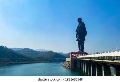 world biggest statue , statue of unity at Western part of india near bank of river the Narmada - Shutterstock ID 1921688549