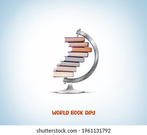World Book Day Concept. Globe shapes with the book. world book the day and copyright day conceptual background. 