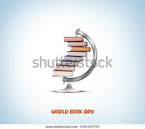 World Book Day\
Concept. Globe shapes with the book. world book the day and\
copyright day conceptual background.\

