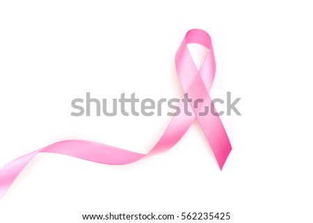World cancer day : Breast Cancer Awareness Ribbon on white Background
