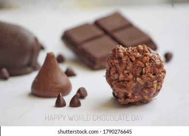 World chocolate day creamy and luscious  Dark chocolate Side view shots Chocolate plating Superfood antioxidant silky smooth choco chips dairy milk mars kisses Ferrero Rocher for chocolate lovers.