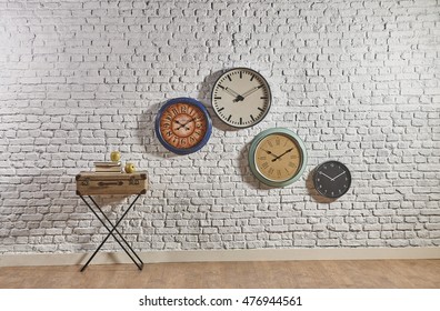 world clock modern brick walls and interior concept - Powered by Shutterstock